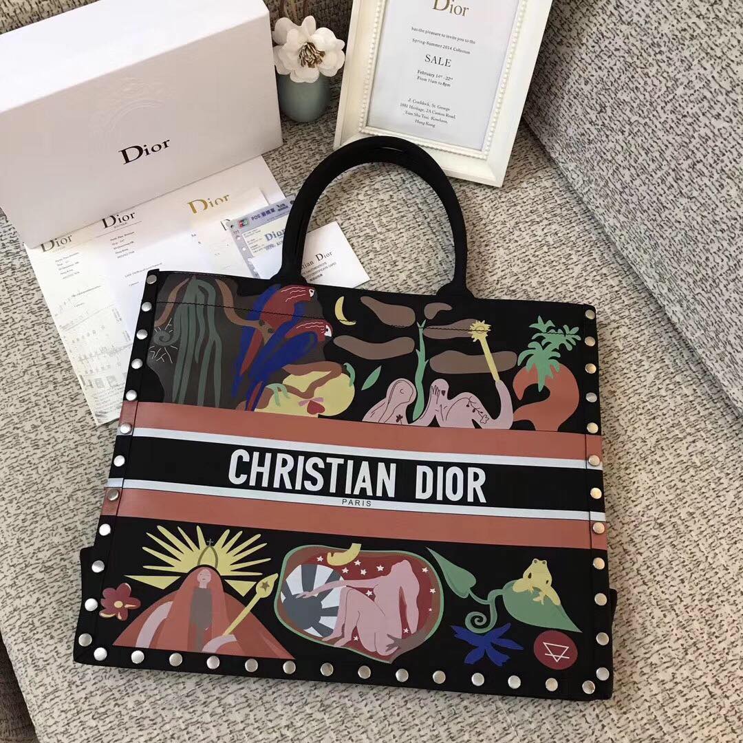 DIOR BOOK TOTE BAG IN MULTI-COLOURED CALFSKIN M1286