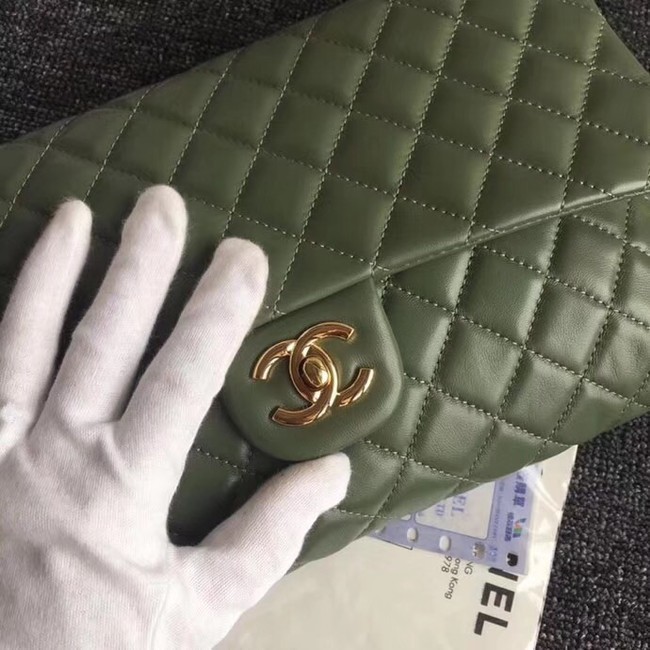 CHANEL Original Clutch Lambskin A57650 green