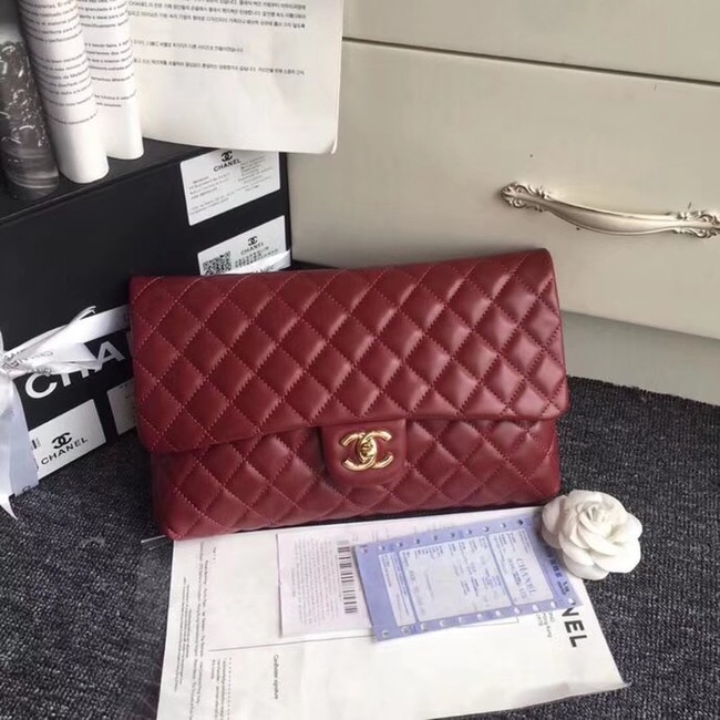 CHANEL Original Clutch Lambskin A57650 red