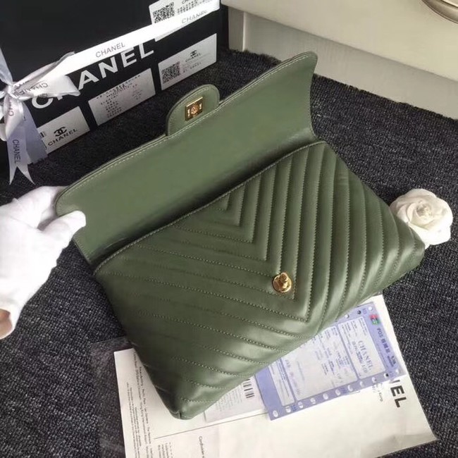 CHANEL Original Clutch Lambskin V57650 green