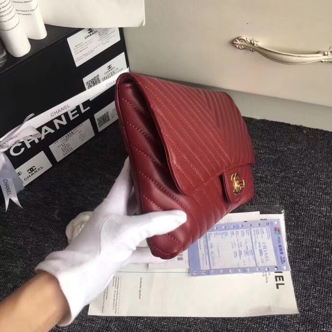 CHANEL Original Clutch Lambskin V57650 red