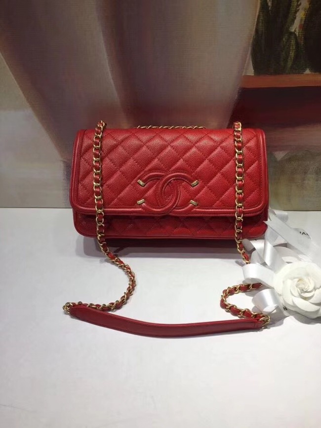 CHANEL Original Clutch with Chain A85533 red