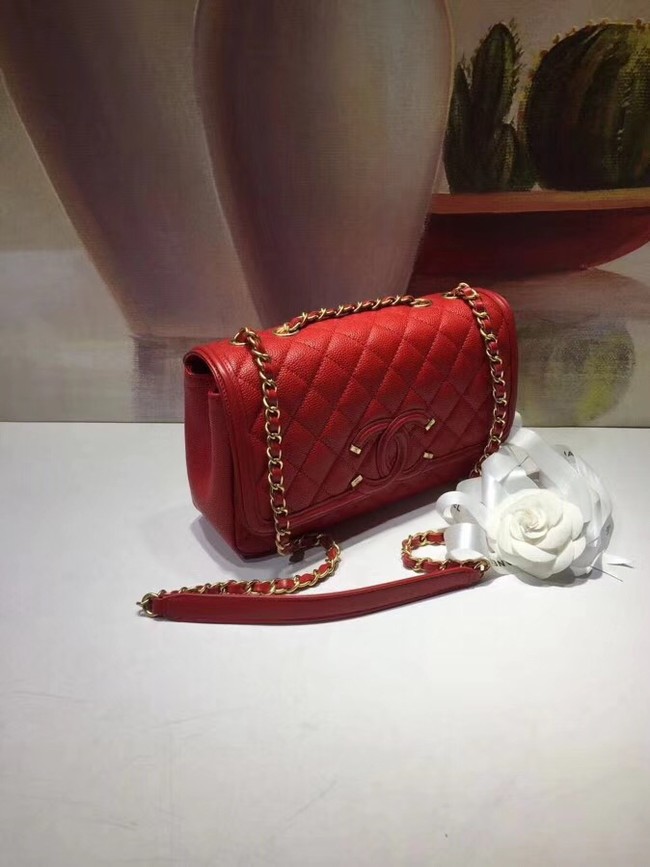 CHANEL Original Clutch with Chain A85533 red