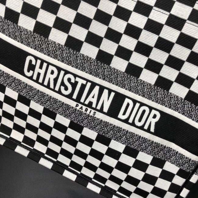 DIOR BOOK TOTE BAG IN BLACK AND WHITE EMBROIDERED CANVAS M1286