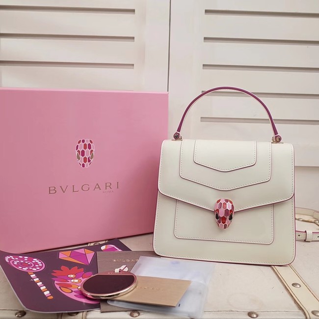 BVLGARI Serpenti Forever leather flap bag 286999 white