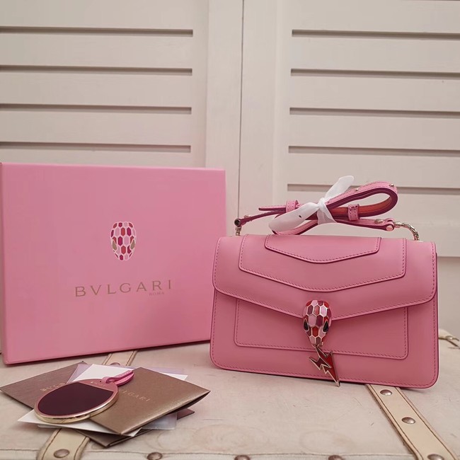 BVLGARI Serpenti Forever metallic-leather shoulder bag 39174 pink