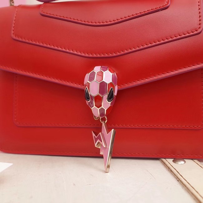 BVLGARI Serpenti Forever metallic-leather shoulder bag 39174 red