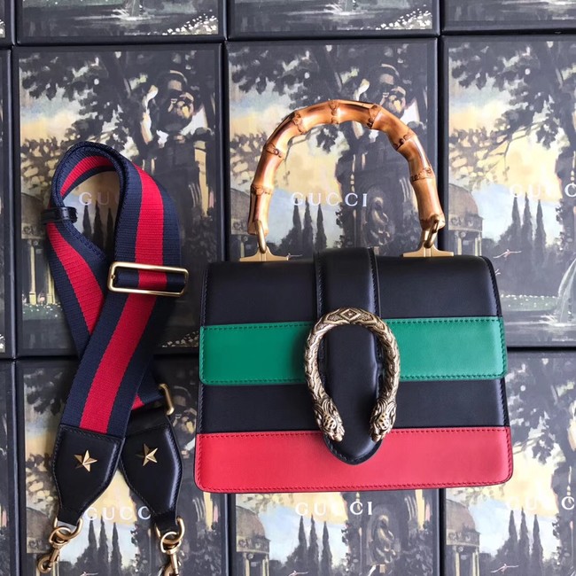 Gucci Dionysus small top handle bag 523367 black&red&green