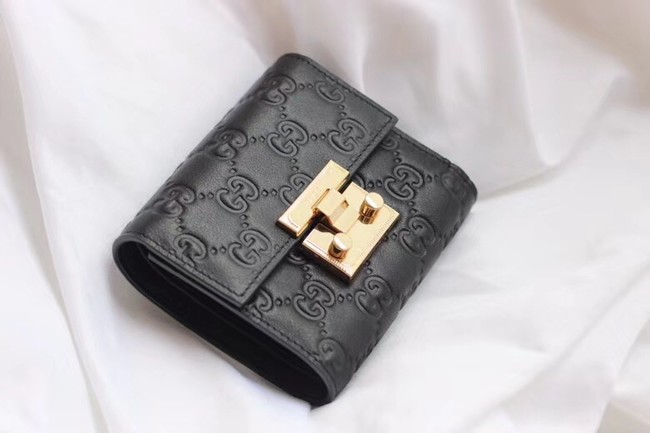 Gucci Leather french flap wallet 453155 black