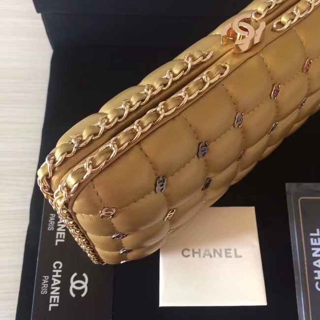 Chanel Minaudiere Metallic Lambskin & Ruthenium-Finish Metal 78985 GOLD