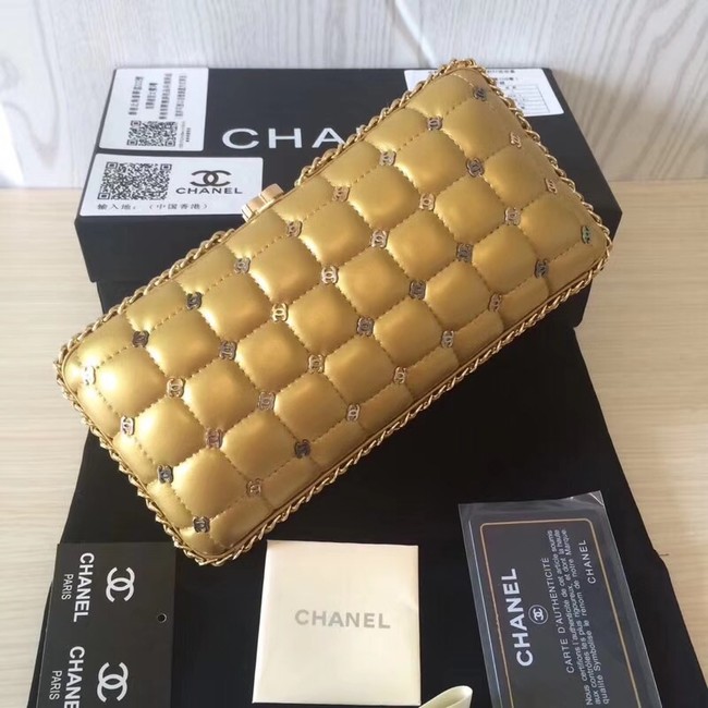 Chanel Minaudiere Metallic Lambskin & Ruthenium-Finish Metal 78985 GOLD