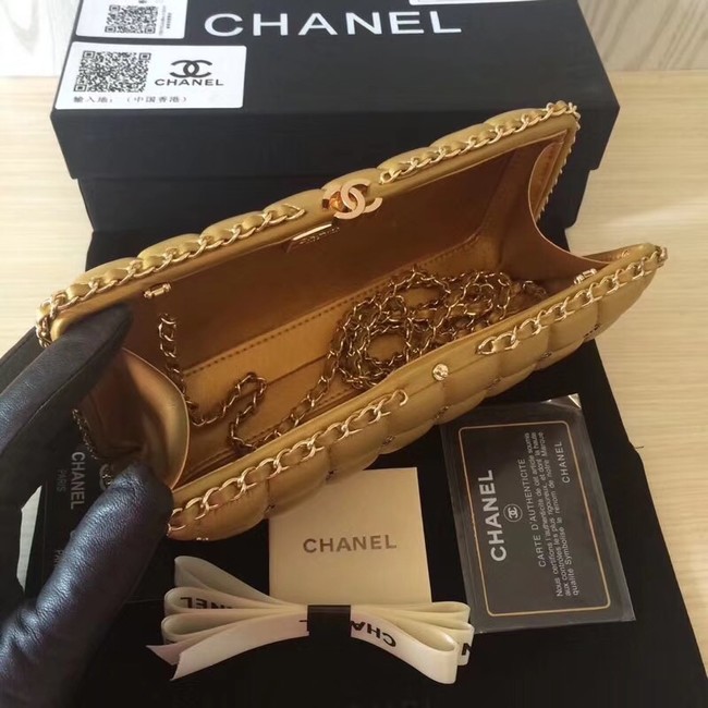 Chanel Minaudiere Metallic Lambskin & Ruthenium-Finish Metal 78985 GOLD