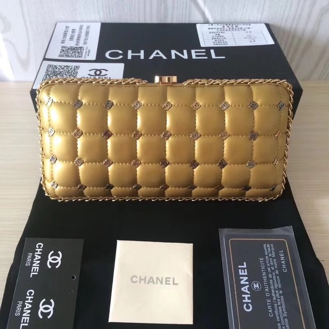 Chanel Minaudiere Metallic Lambskin & Ruthenium-Finish Metal 78985 GOLD