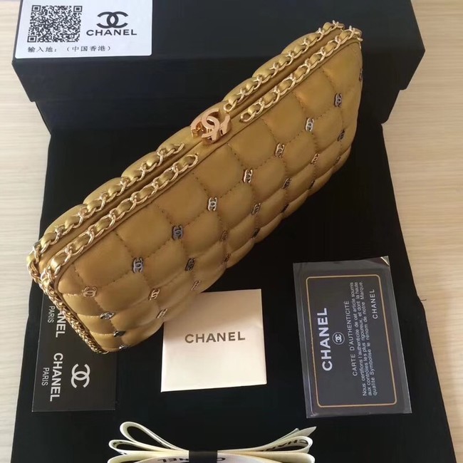 Chanel Minaudiere Metallic Lambskin & Ruthenium-Finish Metal 78985 GOLD