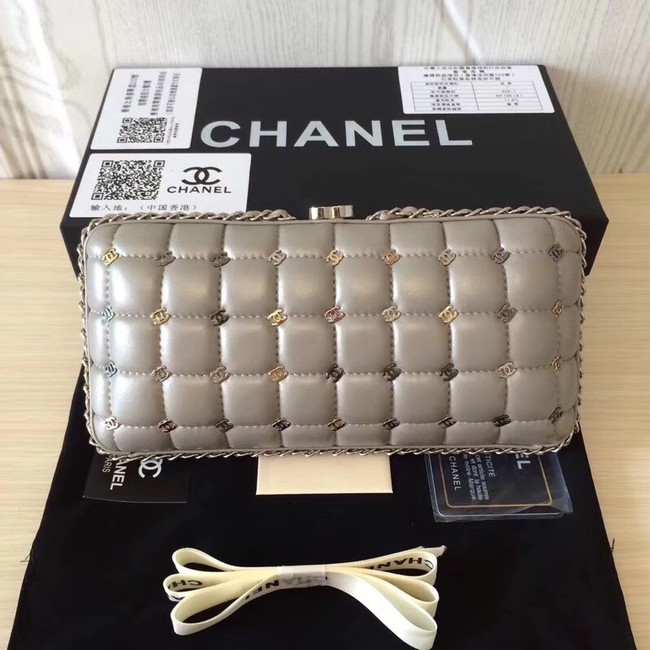 Chanel Minaudiere Metallic Lambskin & Ruthenium-Finish Metal 78985 grey