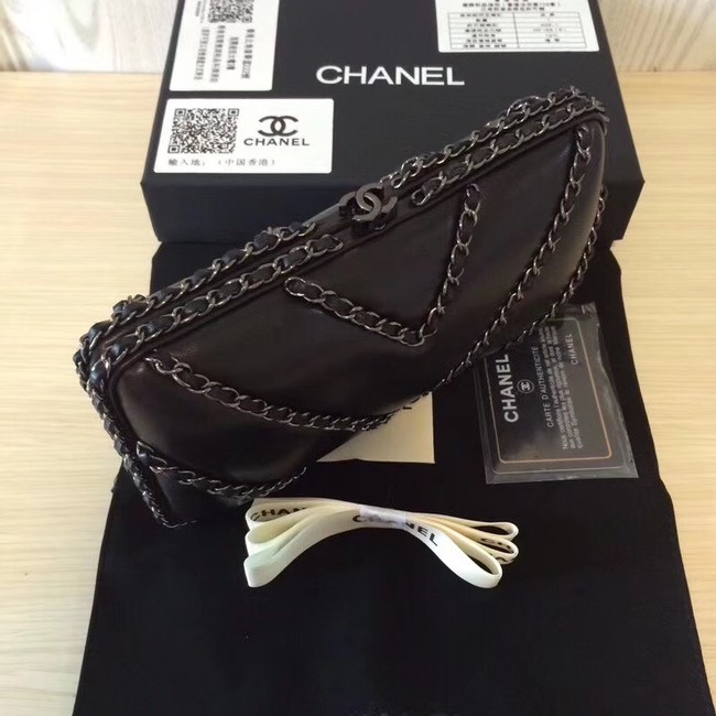 Chanel Minaudiere Metallic Lambskin & Ruthenium-Finish Metal 78986 black