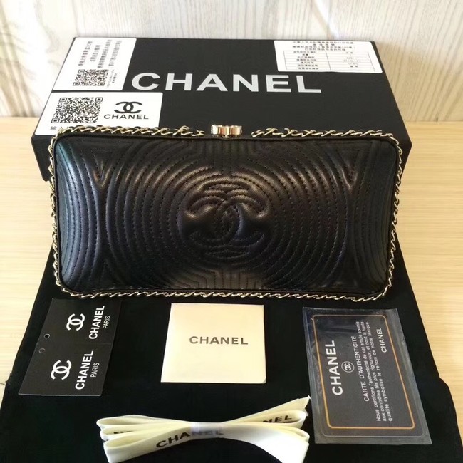 Chanel Minaudiere Metallic Lambskin & Ruthenium-Finish Metal 78988 black