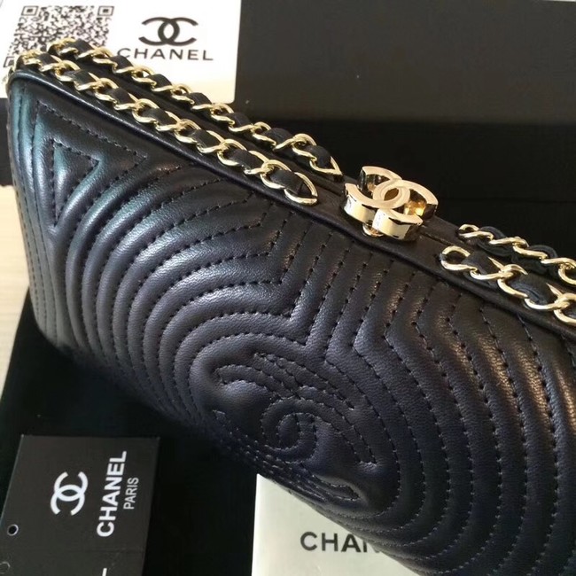 Chanel Minaudiere Metallic Lambskin & Ruthenium-Finish Metal 78988 black