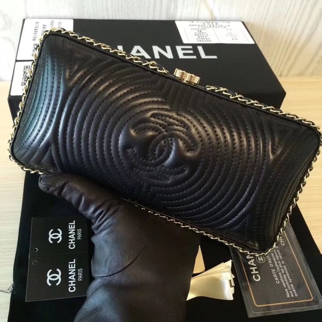 Chanel Minaudiere Metallic Lambskin & Ruthenium-Finish Metal 78988 black