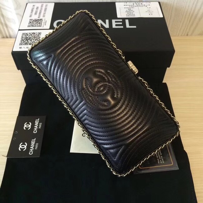 Chanel Minaudiere Metallic Lambskin & Ruthenium-Finish Metal 78988 black