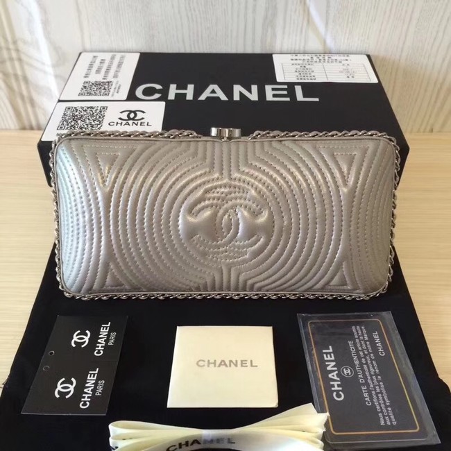 Chanel Minaudiere Metallic Lambskin & Ruthenium-Finish Metal 78988 grey