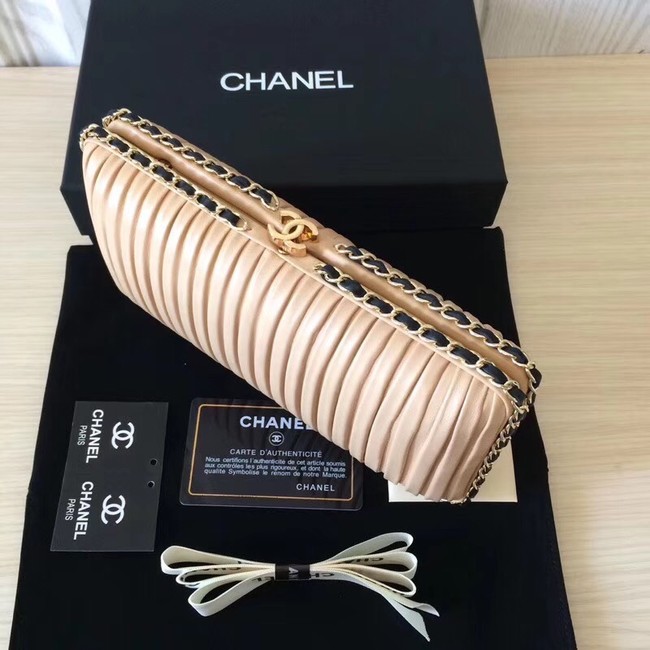 Chanel Minaudiere Metallic Lambskin & Ruthenium-Finish Metal 78991 apricot