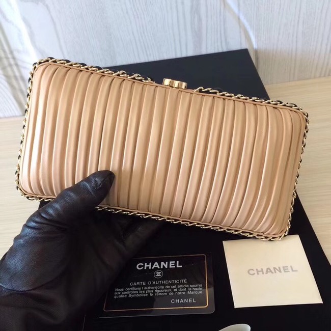 Chanel Minaudiere Metallic Lambskin & Ruthenium-Finish Metal 78991 apricot