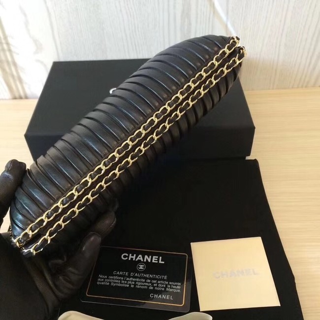 Chanel Minaudiere Metallic Lambskin & Ruthenium-Finish Metal 78991 black