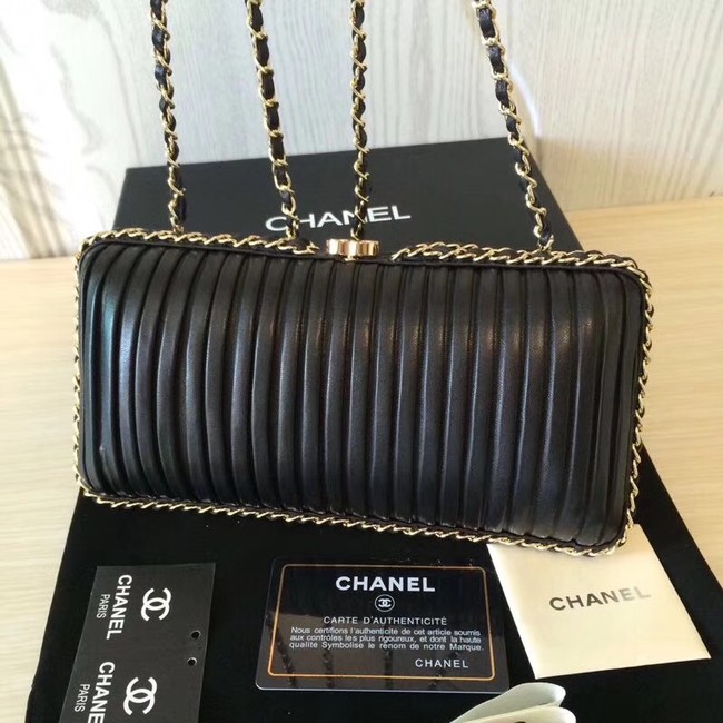 Chanel Minaudiere Metallic Lambskin & Ruthenium-Finish Metal 78991 black