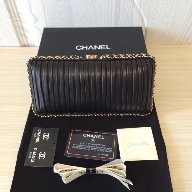 Chanel Minaudiere Metallic Lambskin & Ruthenium-Finish Metal 78991 black