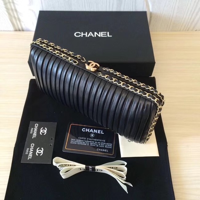 Chanel Minaudiere Metallic Lambskin & Ruthenium-Finish Metal 78991 black