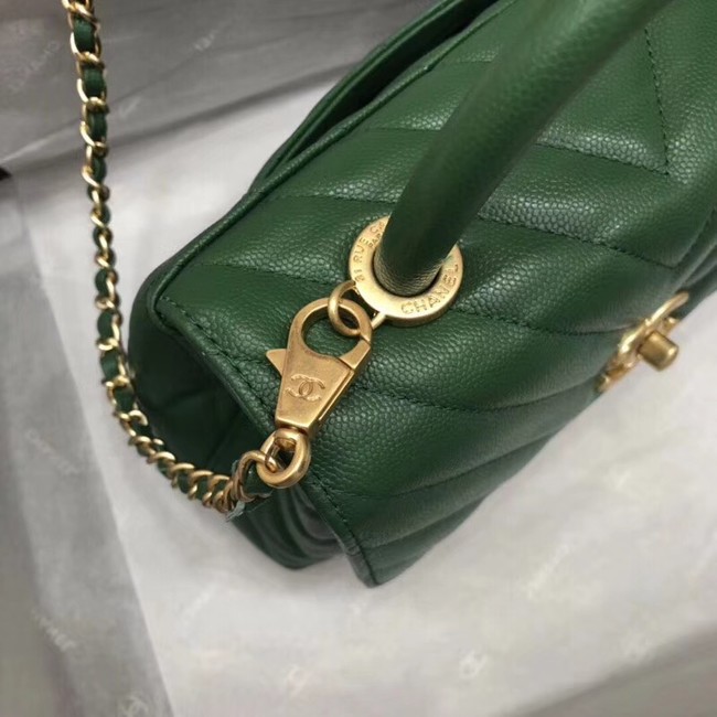 Chanel Small Flap Bag with Top Handle A92990 green