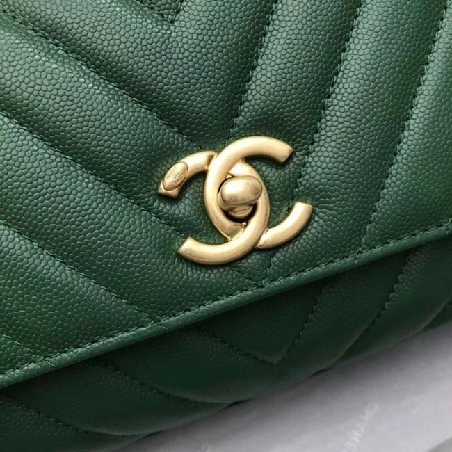 Chanel Small Flap Bag with Top Handle A92990 green