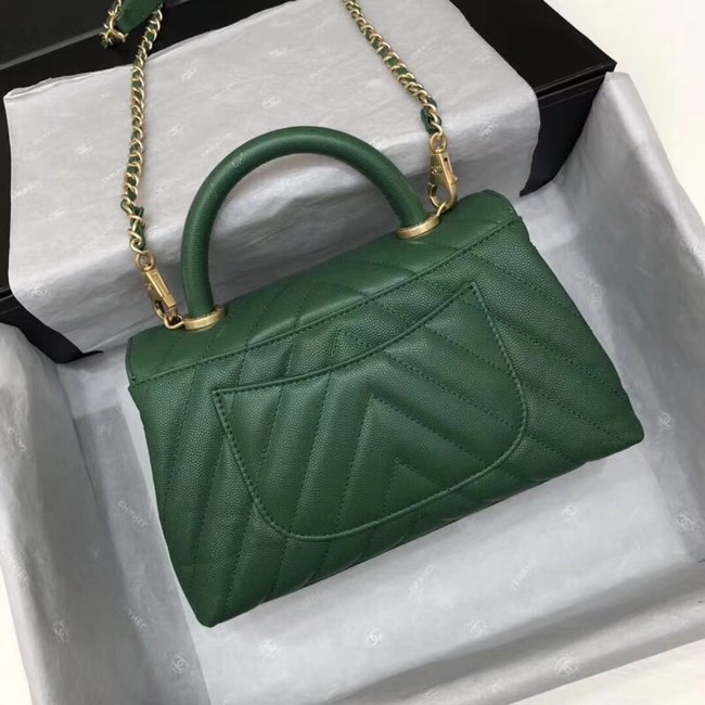 Chanel Small Flap Bag with Top Handle A92990 green