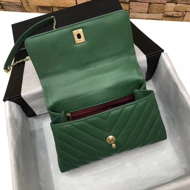 Chanel Small Flap Bag with Top Handle A92990 green