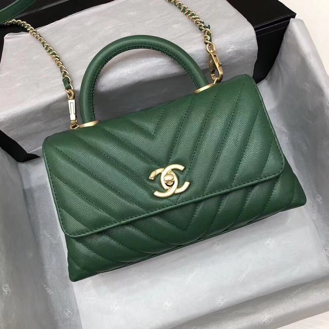 Chanel Small Flap Bag with Top Handle A92990 green