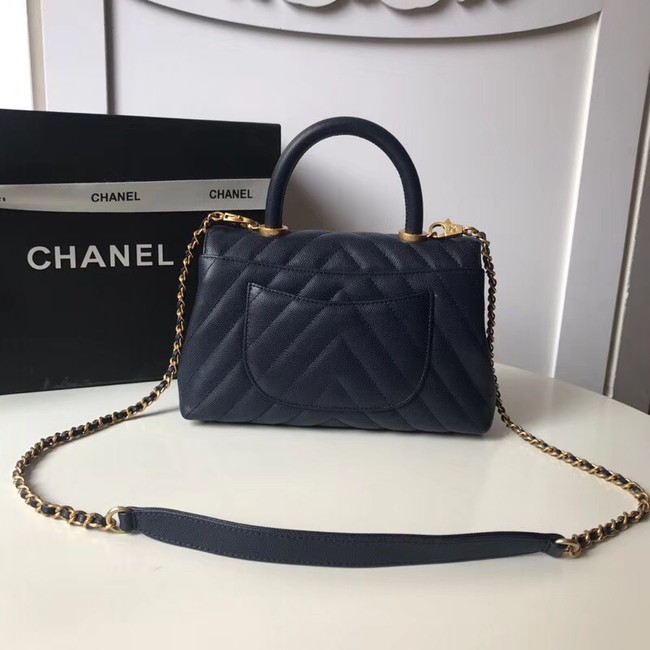 Chanel Small Flap Bag with Top Handle A92991 Dark blue