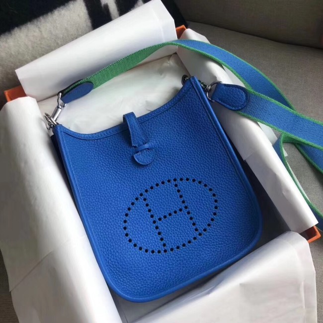 Hermes Evelyne original togo leather mini Shoulder Bag H15698 blue