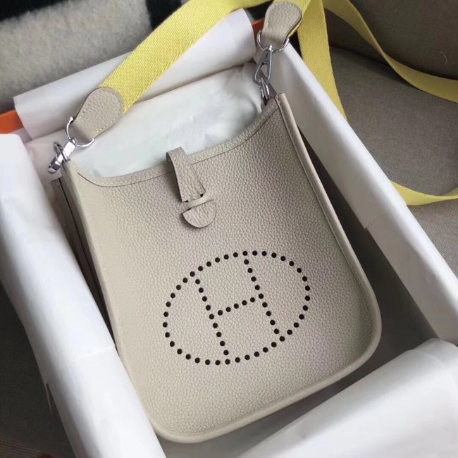 Hermes Evelyne original togo leather mini Shoulder Bag H15698 light gray