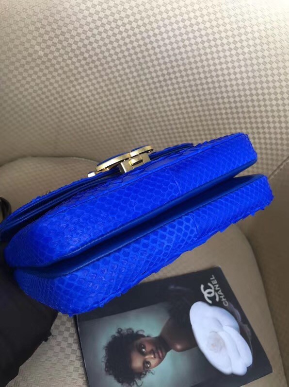 Chanel Original Flap Bag Python, Lambskin & Gold-Tone Metal A57277 blue