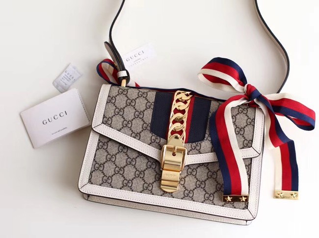 Gucci GG Supreme canvas Sylvie small shoulder bag 421882 white