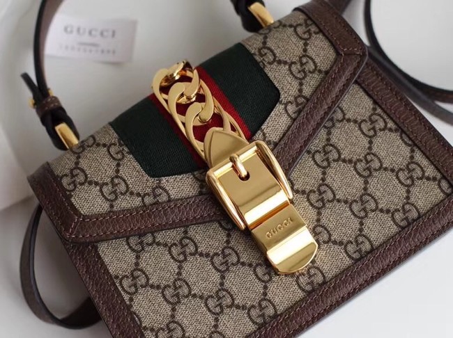 Gucci Sylvie GG Supreme canvas mini bag 470270 brown