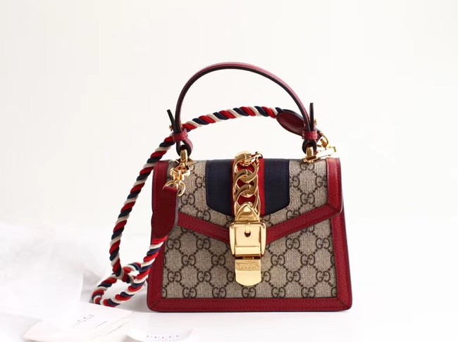 Gucci Sylvie GG Supreme canvas mini bag 470270 red