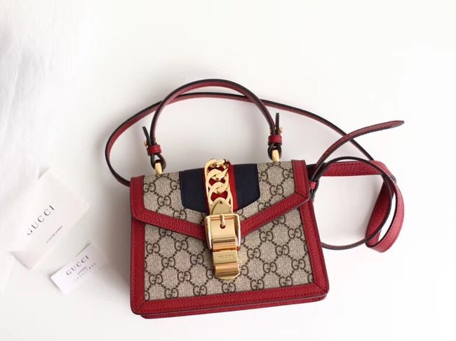 Gucci Sylvie GG Supreme canvas mini bag 470270 red