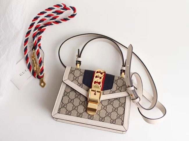 Gucci Sylvie GG Supreme canvas mini bag 470270 white