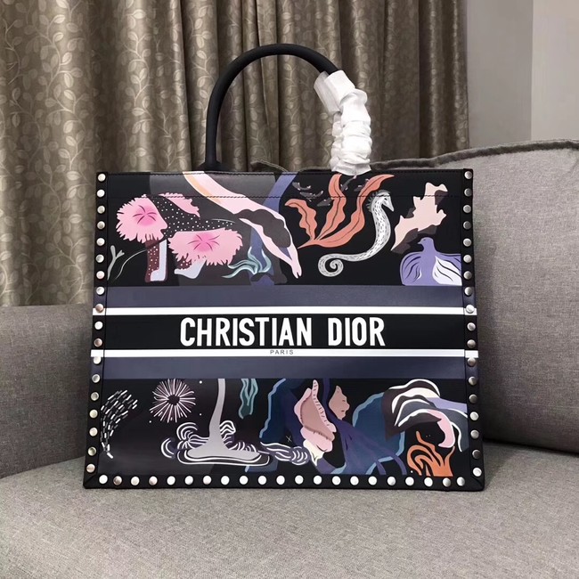 DIOR BOOK TOTE BAG IN MULTI-COLOURED CALFSKIN M1286-1