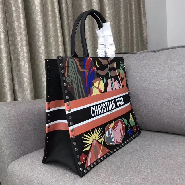 DIOR BOOK TOTE BAG IN MULTI-COLOURED CALFSKIN M1286