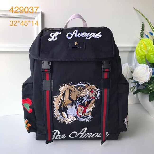 Gucci Backpack with embroidery 429037 black