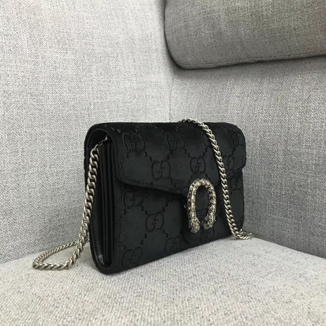 Gucci Dionysus GG velvet mini chain wallet 401231 black