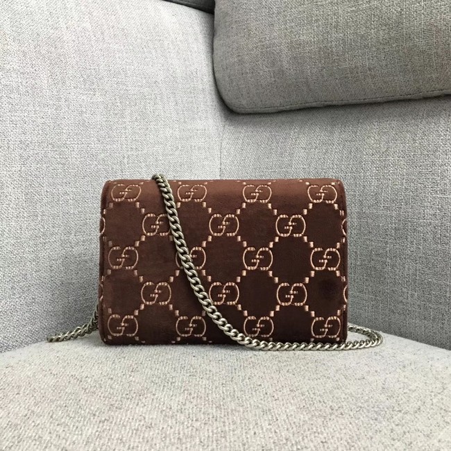 Gucci Dionysus GG velvet mini chain wallet 401231 brown